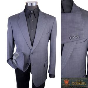 Dormeuil Men's Size 44 Two Button Gray Sport Coat Jacket Blazer Wool Single-Vent